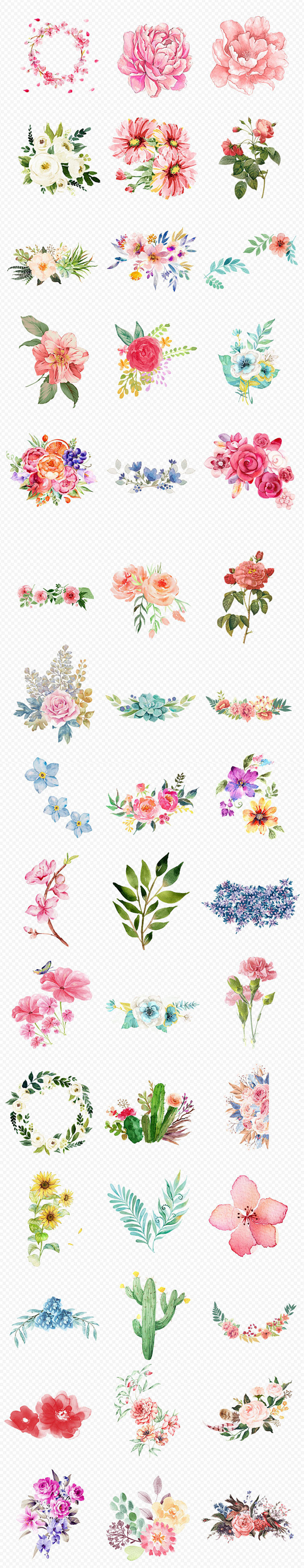 手绘唯美浪漫婚庆新娘手捧花手绘捧花PNG...