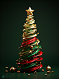 圣诞树圣诞节海报设计高清背景素材Midjourney关键词咒语：2