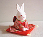 药师窑 兔 古布和服花兔 鞠躬行礼 和风日式 缘起物摆件 日本进口-淘宝网