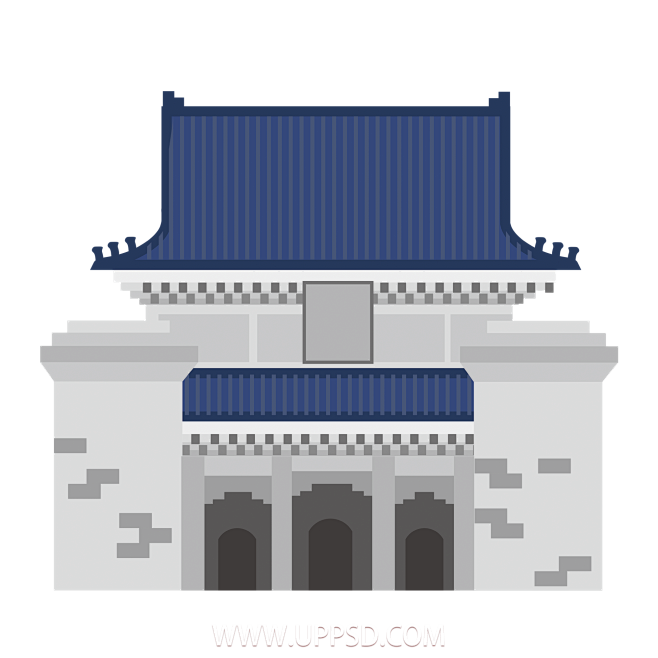 国潮建筑插画PNG