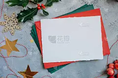 圣诞纸片有质感，有信封的圣诞纸片