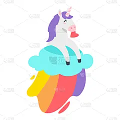 可爱的,动物,童话故事,独角兽,云,小马,自然美,小的,爱,绘制
