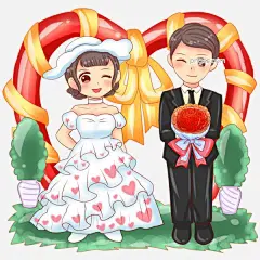 情人节艺术照手绘插画图片大小2000x2000px 图片尺寸2.03 MB 来自PNG搜索网 pngss.com 免费免扣png素材下载！白色的婚纱#恩爱的情侣#红色的鲜花#卡通人物#卡通手绘#漂亮的艺术照#情人节人物插画#