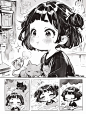 可爱少女｜黑白漫画分镜素材 - 小红书