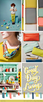 yellow + grey + aqua + coral + mint