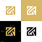 za square typography logo design with gold colors