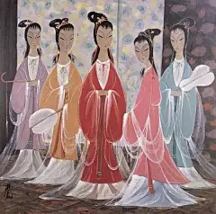 纤裳飘袂若舞。清妆柳眉轻描，绰约如许。 泠泠弦音，漫传今宵心语。 此生约、休负人心，携子手、风雨同赴。 共沉沦、天上人间，美眷效神侣。 图：林风眠仕女画 更多精彩敬请关注：@书画界  #书画知识大全##书画界#