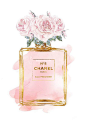 Chanel No5 print in Roses watercolor with by hellomrmoon