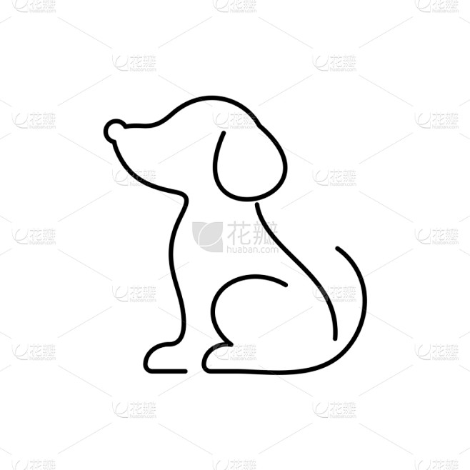 狗,黑色,线图标,分离着色,可爱的,轮廓,纯种犬,概念,门诊部,性格