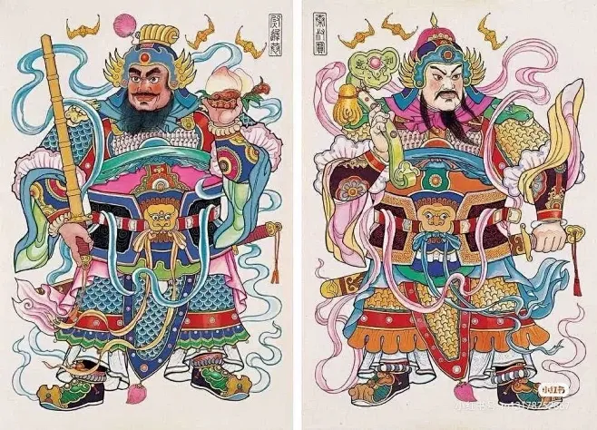 其中包括图片：门神 尉迟敬德 秦叔宝 中国传统文化 门神-花瓣网