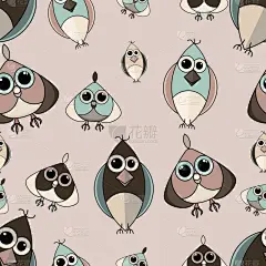 可爱的,猫头鹰,褐色,四方连续纹样,茶色,淡雅,华丽的,智慧,野生动物,重复