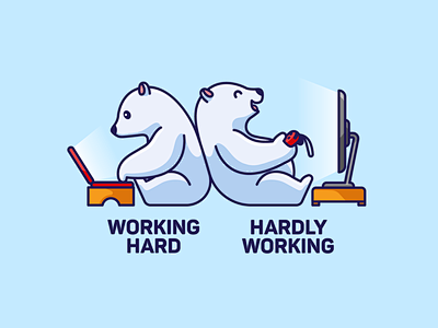 workinghardhardlyworkinglifemascotcharacteranimalcuteplayfuljoke