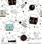 Seamless childish pattern with cute cats astronauts in helmets. Creative nursery background. Perfect for kids design, fabric, wrapping, wallpaper, textile, apparel
