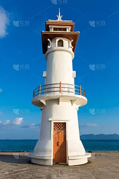 灯塔楼,昌岛,泰国,码头,岛,垂直画幅,水,天空,灯笼,无人