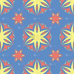 蓝花无缝图案。明亮的背景与彩色的花元素