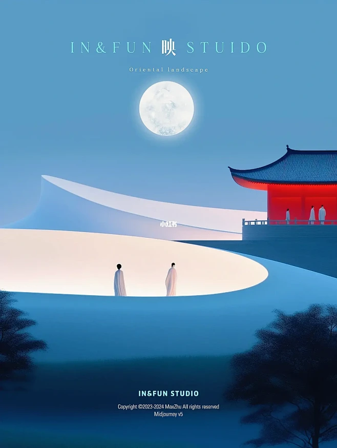 中国风禅意山水｜明月照山河-花瓣网