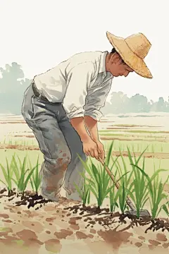 春耕备耕人物插画绘画