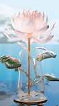 a_lotus_sitting_on_top_of_a_glass_in_the_style_of_rendered_4a82e758-cf0e-4efd-9399-d2c8d1214ccf