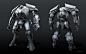 Bracer Phoenix, Evan Whitefield : Bracer Phoenix was the first Jaeger that I had designed for Pacific Rim Uprising. This was the Final Concept. 
The third image shows the top portion of Bracers chest opening and reveals the third gun, creating a Tri-Vorte