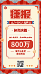 微商销售业绩表彰喜报贺报喜庆中国风手机海报