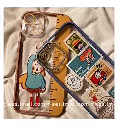 可爱卡通女孩插画适用iPhone12promax苹果11手机壳13/x/xs/xr女xsmax/7p防摔8plus硅胶情侣新款透明全包软壳-tmall.com天猫