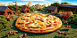 Farm – Carl Warner : One of 20 images created for Digiorno pizzas for an online campaign with Facebook. Each image is created with real food and 00 Gauge models and figures.