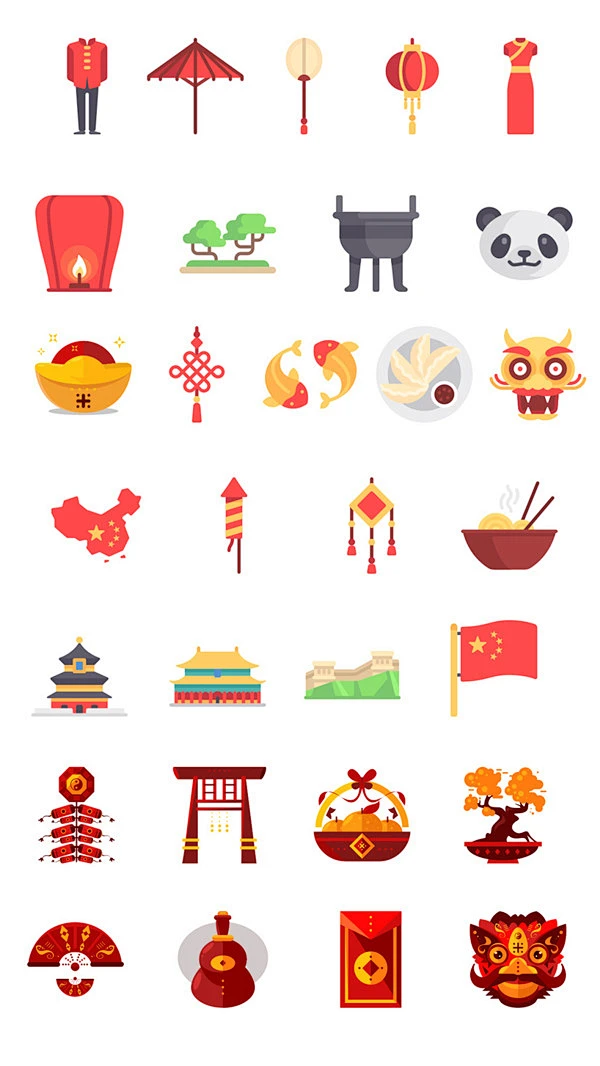 建筑图标新年民族古典 中国风传统元素 AI矢量设计素材 (5)-花瓣网