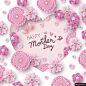 母亲节贺卡纸艺心形与粉红花卉概念设计矢量素材2模板矢量素材