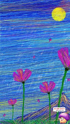 s2117唯美星空晚安系列手绘手机壳壁纸插图插画PSD素材高清JPG图-淘宝网