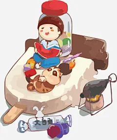 坐在冰棍上吃西瓜的儿童插画_新图网 https://ixintu.com 手绘 食物 儿童 矢量 免抠儿童吃西瓜素材