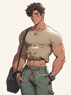 AI绘画|帅哥来秀一波肌肉