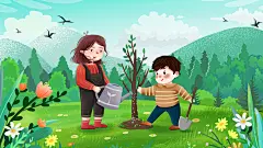 植树节种树森林公益设计绿色环保手绘海报