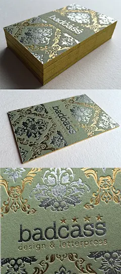 复古锦缎壁纸灵感烫冲压名片设计