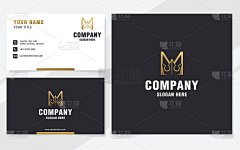 奢侈字母M与抽象皇冠标志模板