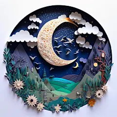 中式剪纸艺术，夜色 中式剪...@蒂岚的小爱好的动态
