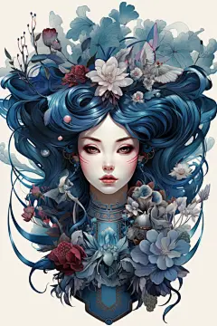 花旦脸谱人物形象插画