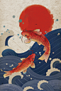 日本浮世绘女性PSD设计素材日式和风手绘插画和服海报图案装饰画【源文件可下载】