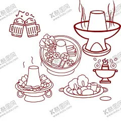 火锅线稿 【酷图网】火锅线稿,水果,蔬菜,食材,餐饮,中餐,美食,设计,火锅,线稿,食物,广告设计,海报设计