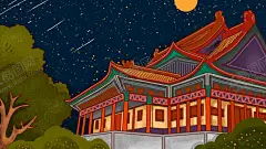 中国风建筑插画 【酷图网】中国风,古镇,建筑,水墨,手绘,城墙,唯美,背景图