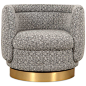 Chubby 2 Occasional Chair : Introducing our new Chubby 2 Occasional Chair. The Chubby 2 features a swiveling base, 5" brushed brass toe kick, and a distinctive curvy look. The seat back wraps around creating a unique chair that is great from any angl