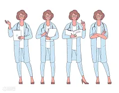 医院医生人物插画 线性插画 AI源文件-情感表达-插画图形素材-酷图网