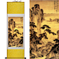 绿水红桥 丝绸画 国画 山水画 卷轴画 书房客厅精品挂画 批不褪色-淘宝网