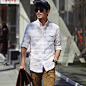 【时尚起义】韩国进口2013春装男装潮人 亮色条纹长袖衬衫626070 原创 设计 新款 正品 代购  - 想去
