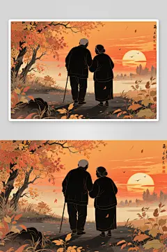 重阳节老年人老人插画背景图