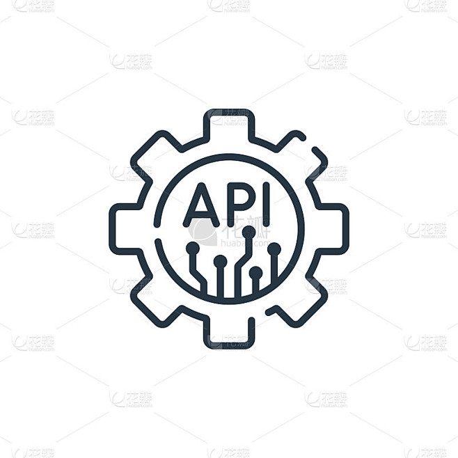 来自编程概念的API图标向量。api可编辑笔触的细线插图。API线性符号用于web和移动应用程序，标