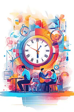 时间管理抽象时间安排创意插画