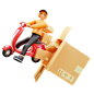 Package deliverer on Bike 3D Illustration