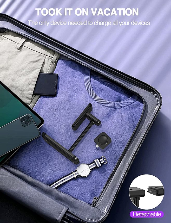 MagSafe 3 in 1 Wireless Charger Stand with Detachable Apple Watch Charger, Wireless