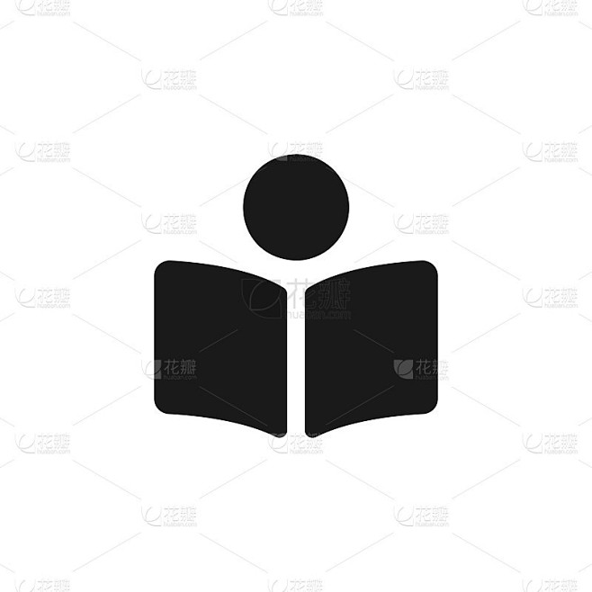图书读者矢量图标。人读书黑标志孤立。矢量插图EPS 10