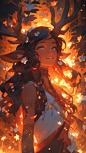 deer goddess in the woods, close up portrait, glowing yellow eyes, sunset, celestial aura, all seeing, warm atmosphere, by Ross Tran, vibrant colors, masterpiece artwork, detailed, 16k